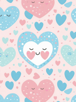 Poster - Blue hearts - Accueil | Oueso - Contemporary Afro Art