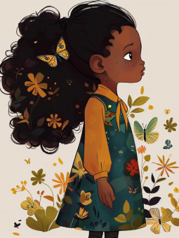 Affiche - Butterfly girl - Accueil | Oueso - Art Afro Contemporain