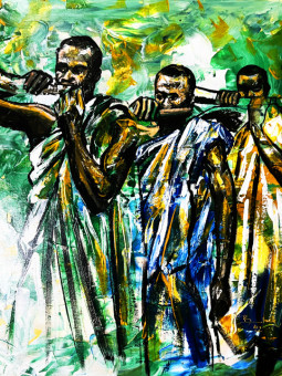 Poster - Musical villagers - Accueil | Oueso - Contemporary Afro Art