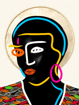 Affiche - Nyola (Wax pop art) - Art mural | Oueso - Art Afro Contem...