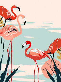 Affiche - Flamants roses - Accueil | Oueso - Art Afro Contemporain
