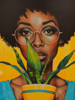 Affiche - Botanic girl - Accueil | Oueso - Art Afro Contemporain