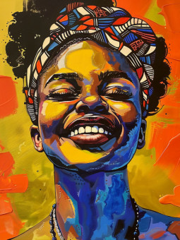 Affiche - Happiness - Accueil | Oueso - Art Afro Contemporain