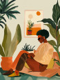 Affiche - Oasis Intérieure - Accueil | Oueso - Art Afro Contemporain