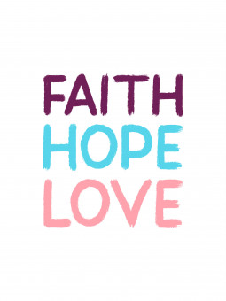 Poster - Faith Hope Love - Accueil | Oueso - Contemporary Afro Art
