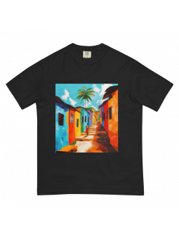 Unisex T-shirt - Village coloré - Accueil | Oueso - Art Afro Contem...