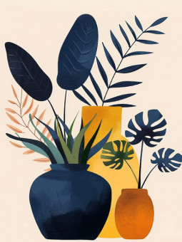 Affiche - Green Floral Pot - Accueil | Oueso - Art Afro Contemporain