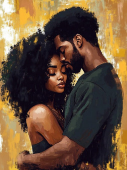 Affiche - Couple heureux - Accueil | Oueso - Art Afro Contemporain