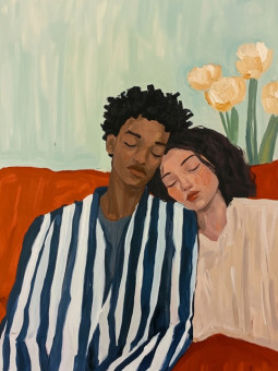 Affiche - Couple hugging - Accueil | Oueso - Art Afro Contemporain