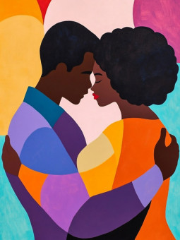 Affiche - Couple in love - Accueil | Oueso - Art Afro Contemporain