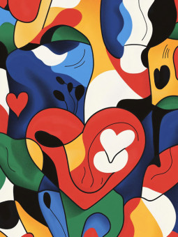 Affiche - Cœur coloré - Accueil | Oueso - Art Afro Contemporain