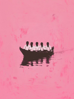 Affiche - Pirogue rose - Accueil | Oueso - Art Afro Contemporain